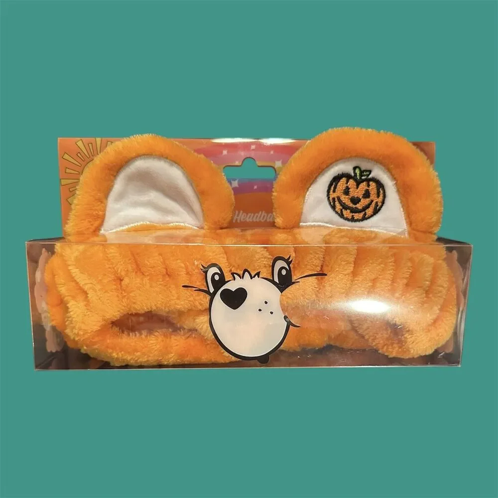NWT The Care Bears Halloween Plush Spa Headband Orange Jack-o’-lantern